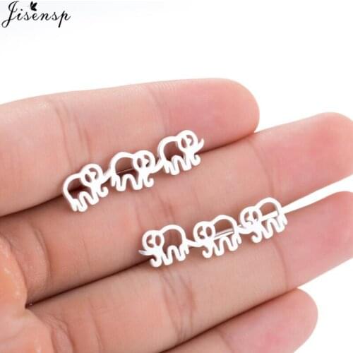 Jisensp Cute Elephant Earrings for Women Jewelry Fashion Elephant Climbers Animal Elephant Ear Ear Crawler Stud Earrings brincos
