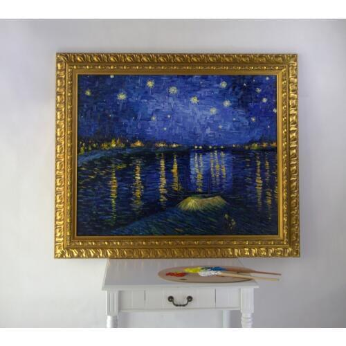 Framed oil painting hand painted oll on canvas reproduction Starry Night Over the Rhone by Vincent Van Gogh