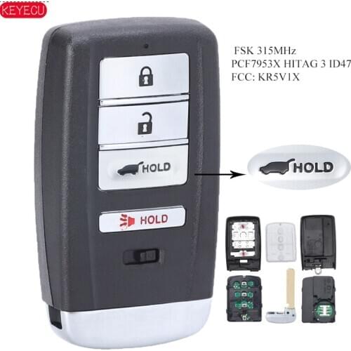 KEYECU Smart Remote Key 3+1B FSK 315MHz PCF7953X HITAG 3 47 Chip SUV for Acura MDX RDX ILX TLX 2014 - 2019 - FCC: KR5V1X