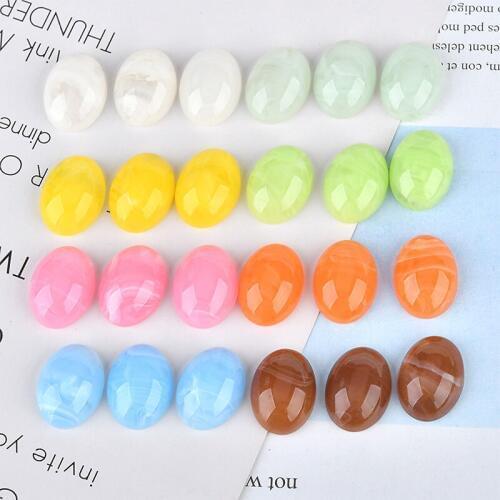 Summer style 60pcs/lot color print geometry ovals shape flatback beads diy jewelry earring/garment pendant accessory