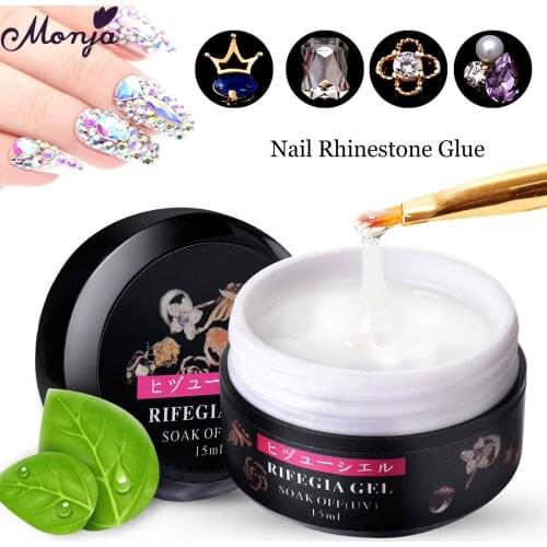 Monja 15ml Nail Art Decoration Point Drill Gel Rhinestone Jewelry Transparent Strong Stuck Adhesive Drill Glue DIY Manicure Tool