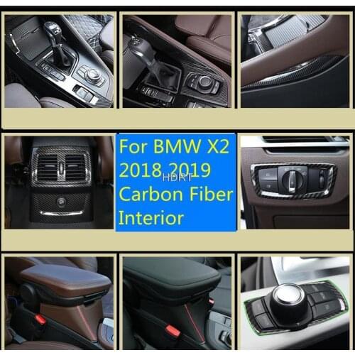 For BMW X2 2018 2019 True Carbon Fiber Interior Door Handle Cover Trim Bowl Decals And Car Stickers Accessories