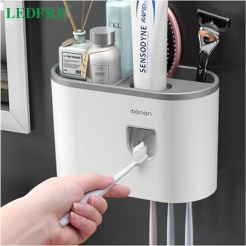 LEDFRE Automatic Toothpaste Squeezing Set Wall-mounted Household Non-perforated Bathroom Toothbrush Holder LF71013