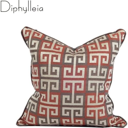 Diphylleia Chic Decor Cushion Cover Blend Material Textured Concave Pattern Jacquard Simple Modern Chinese Style Soft Pillowcase