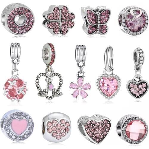 2Pcs/Lot New Special Offer Pink Enamel Feather Charms Beads fit Original Brand Bracelets Necklaces for Women DIY Jewelry Making