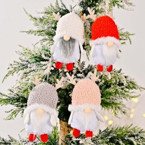 New Christmas Gnome Ornaments Xmas Lamb Velvet Hat Faceless Doll Pendant Christmas Rudolph Pendant New Years 2022 Gifts
