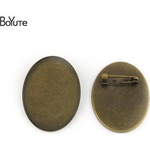 BoYuTe (10 Pieces/Lot) Oval 30*40MM Cabochon Base Blank Tray Settings Oval Antique Bronze Plated Vintage Brooch Blanks