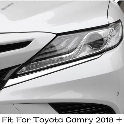 Lapetus Front Head Lights Lamp Eyelid Eyebrow Frame Cover Trim 2 Piece Accessories Exterior Fit For Toyota Camry 2018 - 2021