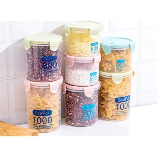 600/800/1000ML Kitchen Storage Tank Sealing Food Preservation Plastic Transparent Sealed Storage Box Pot Container Cans Organize