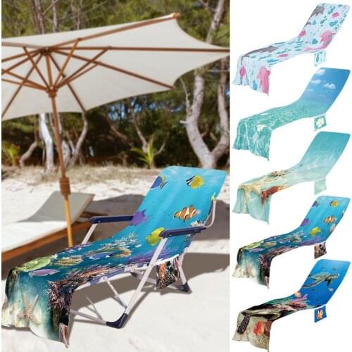Holiday Beach Lounge Chair Cover Towel Summer Cool Bed Garden Beach Towel Sunbath Lounger Chair Mat With Large Pocket 73x210CM
