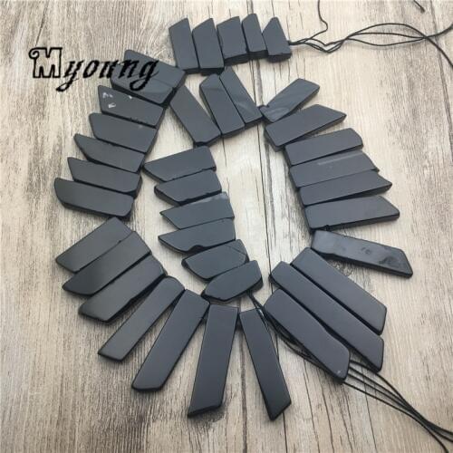 Polished Black Agates Spike Slice Beads,Onyx Necklace Making Beads MY1792