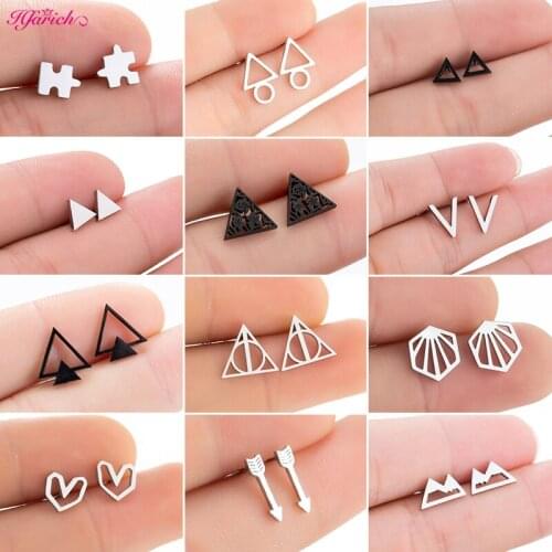Punk Simple Triangle Earrings For Women Trend 2021 Stainless Steel Mini Geometric Triangle Earrings Jewelry Christmas Gift Men
