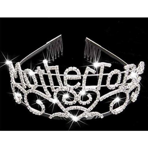 Mother To Be Silver Tiara Heart Crown with Sparkling Rhinestone for Baby Shower Future Expecting Mom Accessory Decoration gift