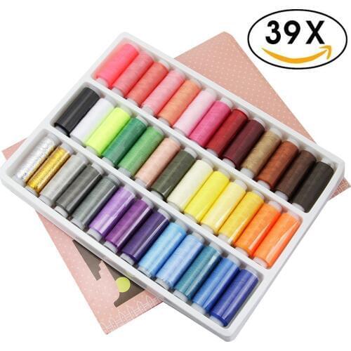 Sewing Thread (39 Assorted Colour) Strong Thread for Sewing Machine Hand Stitching, Advanced Polyester Thread Spool Set Colorful