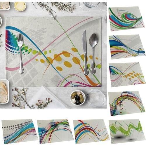 42 x 32cm Colorful Curve Print Heat Insulation Bow Dish Pad Placemat Table Decor Due to the light and screen setting difference