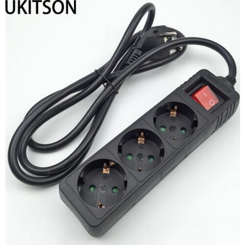 Black Power Strip 3500W 16A 250V EU Plug European Electric Adapter Multiple Outlet Extension Socket Home Electronics Charging