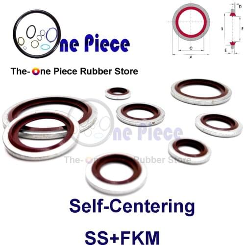 20pcs a lot Bonded Seal SS+FKM /FPM Metric M27/33/39/42/48 Washer Seal Gasket Dimensional series Self centering