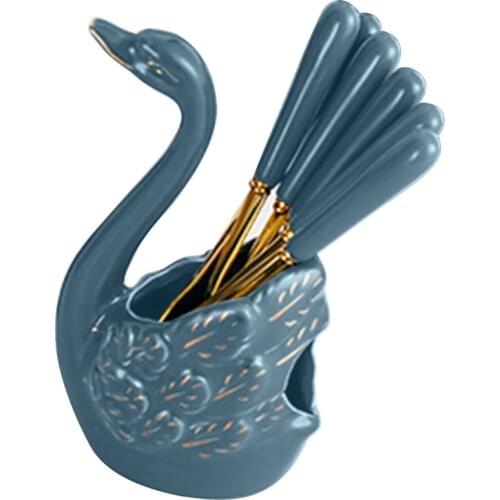 Swan Shaped Fork Spoon Knife Base Holder Cake Dessert Cooking Accessories Stainless Steel Tableware Suit Kitchen Set Flatware