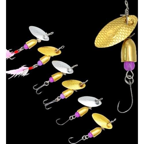 WALK FISH 2Pcs 3g/5g Metal Spinner Bait Rotation Sequins Fishing Lures Spoon Sinking Treble Hooks Artificial Feather Bait Tackle