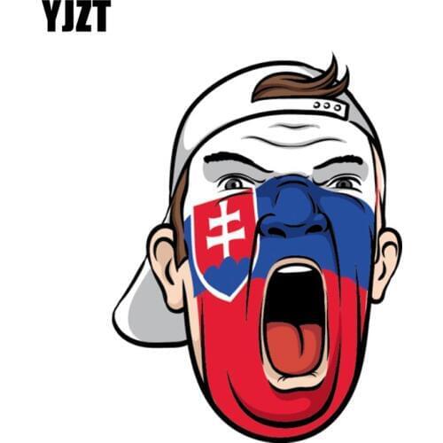 YJZT 9.2CM*12.4CM Funny Slovakia Football Fan Face Flag Soccer Decal Helmet Car Sticker 6-1371