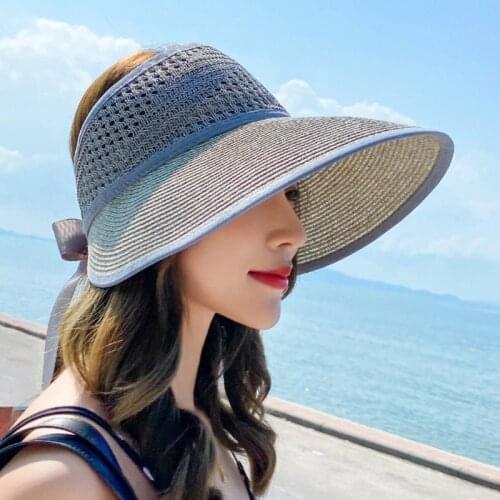 2021 foldable Summer New Womens Sun Hat Bucket cap beige lace Bowknot Flowers Ribbon Flat top Panama soft Straw Hat Beach Caps