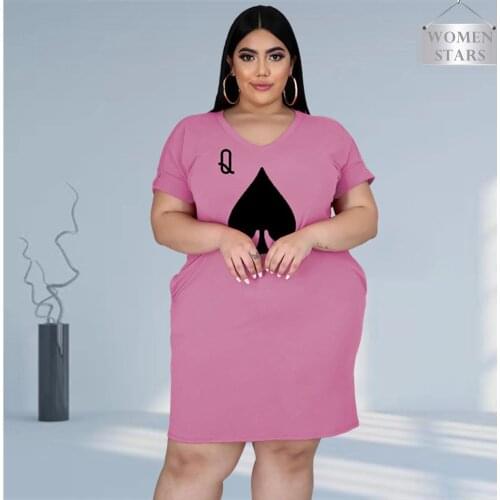 Plus Size Dress Women L-5xl Summer 2021 Wholesale Elegant Party Club Outfits Pink Mini Dresses Casual Streetwear Dropshipping