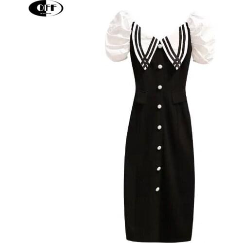 Summer Women Short Sleeve V neck Collar Girls Dress Vintage Bodycon Dresses Elegant Sexy Party Patchwork Pencil Dress Vestido