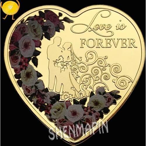 "I LOVE YOU" 999 Gold Heart-shaped Propose Marriage Coins Collectibles Love Confession Marriage Memorial Gift Love is Forever