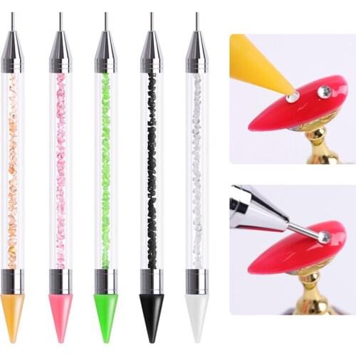 1pcs Nail Art Dotting Pens Nail Polish Pen Brush Drill Point Flower Line Rhinestones Tip Painting Drawing Manicure Tool