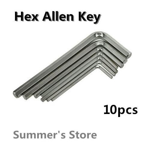10pcs/lot Hex Allen Key 1.5/2/2.5/3/4/5/6mm Wrench 1.5/2/2.5/3/4/5/6mm Spanner 1.5/2/2.5/3/4/5/6mm CR-V