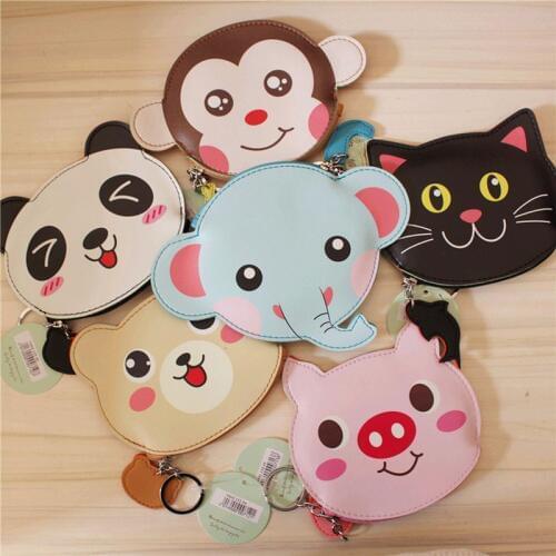 100pcs Elephant Monkey Panda Zoo Zipper Coin Wallet Purse Storage Case Ring Kids Birthday Gifts Party Favor ZA6830