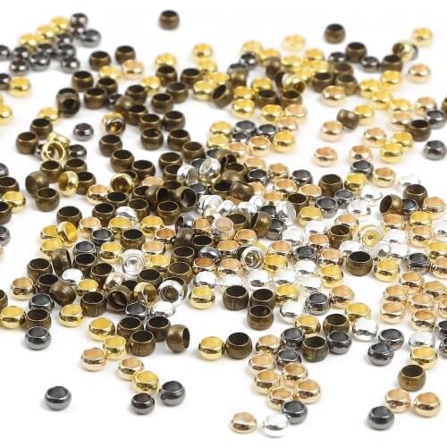 1000pcs Gold Silver Color Ball Crimps End Beads 2-3mm Stopper Spacer Components Beads For DIY Jewelry Making Findings Supplies