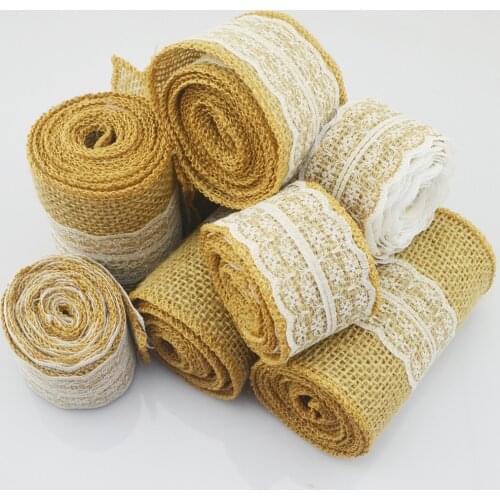 2M Natural Jute Burlap Hessian Ribbon Rolls Vintage Rustic Christmas Gift Wrapping Festival Wedding Home Party DIY Decoration