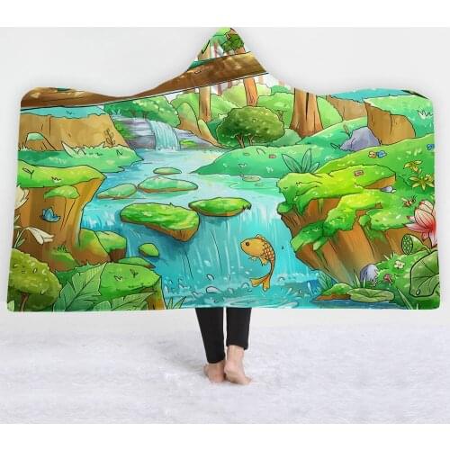 3D Cartoon Animals Hamster Dragon Hooded Blanket Sherpa Fleece Wearable Plush Throw Blanket On Thick Warm Bed Sofa