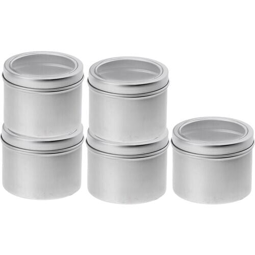 5Pcs 100ml Empty Aluminium Cosmetic Pot Jar Tin Container Silver Jar