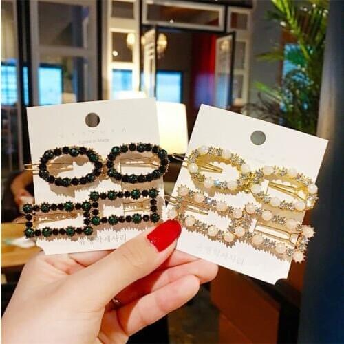 60pcs/lot DIY Simple Multi Geometric Drill Pearl Hair Clips Set Auger Bang Hairpins Hair Styling Tools Hair Accessories HA1248