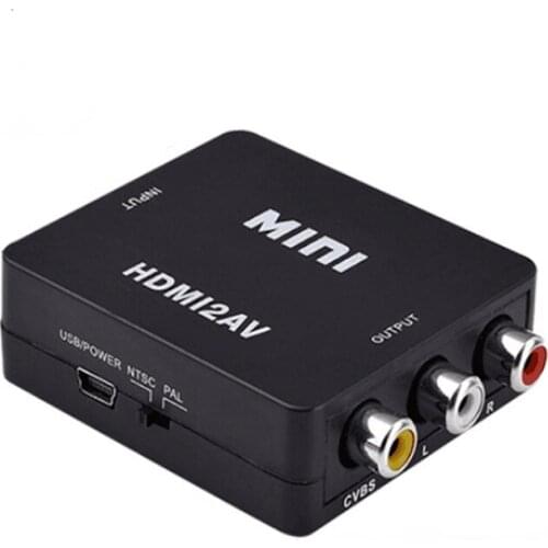 HDMI-compatible TO AV Scaler Adapter HD Video Composite Converter Box HD To RCA AV/CVSB L/R Video 1080P Support NTSC PAL