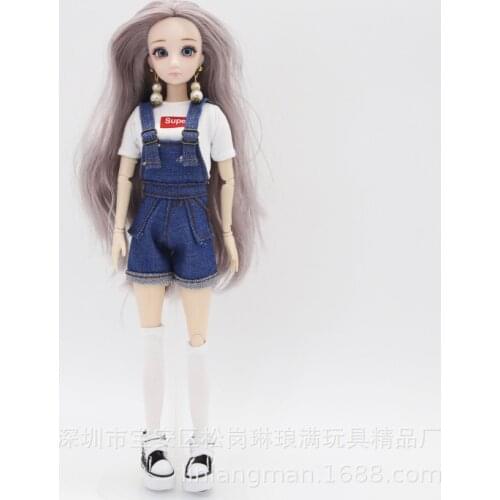 Free shipping Dolls Overalls Bib Pants T-Shirt doll clothes Doll accessories for Blythe/DAL/Pullip/Momoko/Azone girl play house