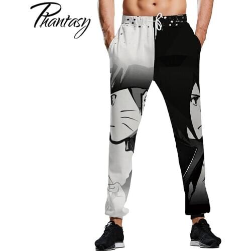 Phantasy Cartoon Anime Men Pants Casual Loose Boys Streetwear Trousers Oversized Sport Sweatpants Winter Warm Full Length Pants