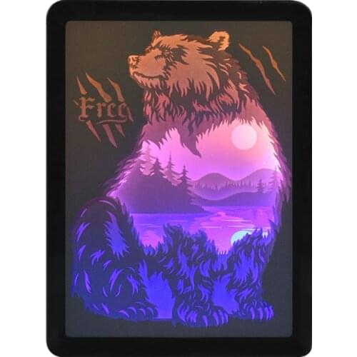 One Piece 3D Light And Shadow Box Bear Decorative Table Lamp Room Interior Paintings Office Lighting Supplies Art Craft Display