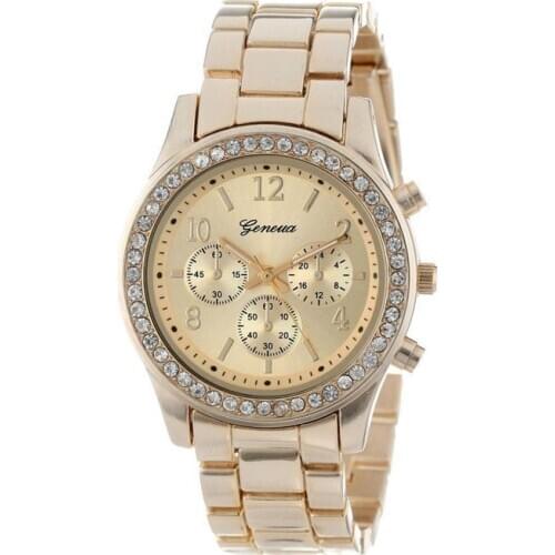 Montre Femme Luxury Rose Gold Women Watches geneva diamond watch Metal Steel Alloy Clock Lady Male Wristwatches relogio feminino