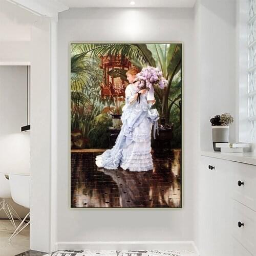 Citon James Tissot《The Bunch of Lilacs, 1875》Canvas Art Oil Painting Artwork Print Poster Picture Wall Decor Home Decoration