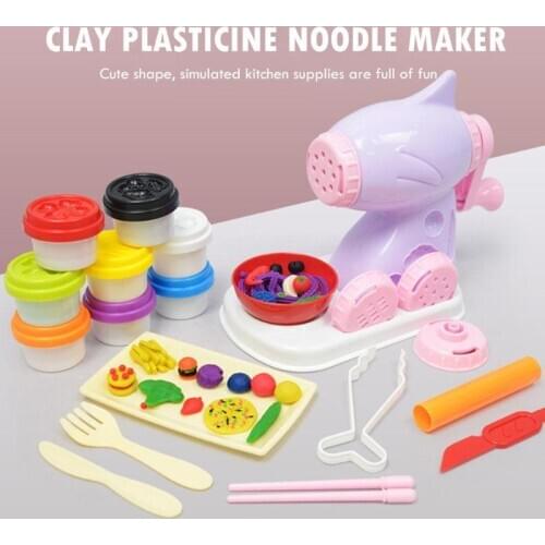 DIY Playdough Toys Practical Develop Children Intelligence Clay Dough Plasticine Noodle Maker Machine Kids Kitchen Toy Random