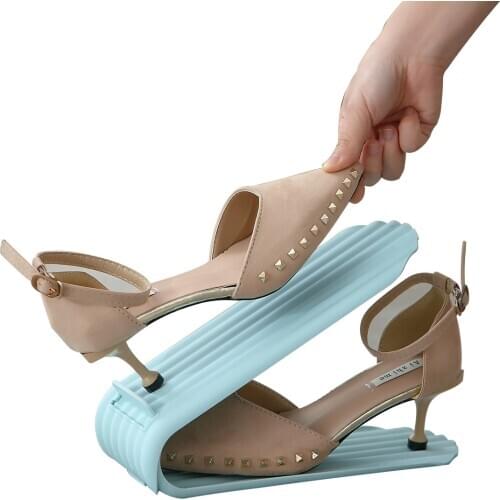 Home Organizer Double-layer Adjustable Shoes Rack Footwear Support Slot Space Saving Cabinet Closet Stand Shoes Storage Rack