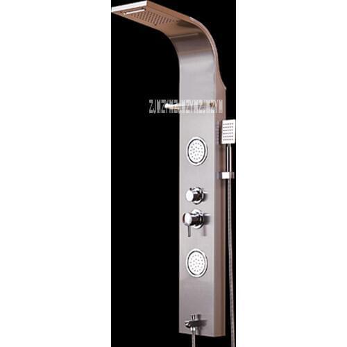 Household Bathroom Shower Panel Rain Shower Faucets Set Wall-mounted 5-function SUK304 Stainless Steel Shower Panel Shower Set
