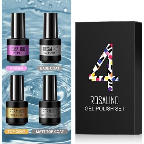 ROSALIND 7ML Nail Polish Vernis Semi-Permanent Pure Gel Varnishes UV Soak Off Base And Top For Gel Polish Nail Art Need Led Lamp