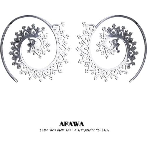 Indian Hoop Stainless Steel Mandala Openwork Flower Tribal Ethnic Earrings Bohemian Ornaments Earrings Women Jewelry E9204S01