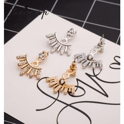 Jisensp Fashion Geometric Irregular Earring Jewelry Metal Crystal Ear Jackets Jewelry Stud Earrings for Women Birthday Gifts