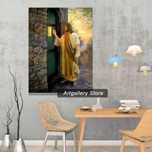 Jesus Knocking At The Door Painting On Canvas Bedroom Wall Art Decoration Pictures For Living Room Home Decor
