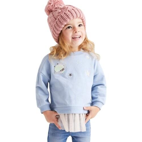 Kids 2021 Autumn New Clothes Children Space Applique Sweater Long Sleeve Casual Tops Fall Clothes for Toddler Girls 2 To 7